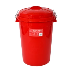 Red Gorilla 80L Bin with Lid - Red in Red
