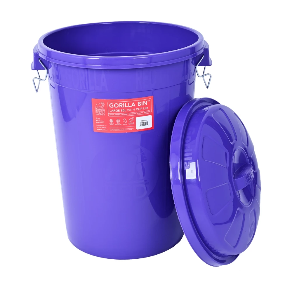 Red Gorilla 80L Bin with Lid - Purple in Purple