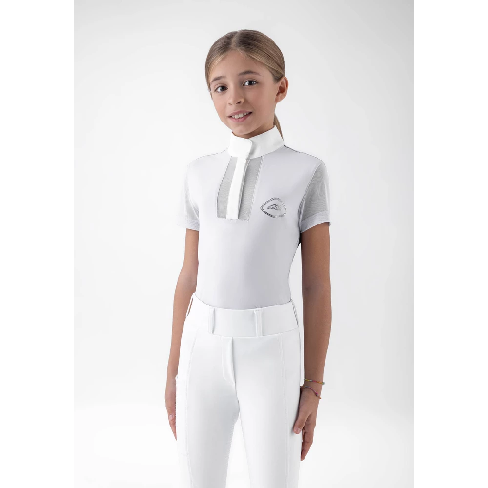 Equiline Girls Competition Polo Shirt - White in White