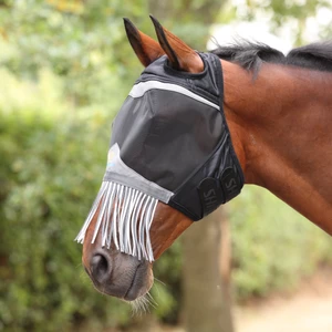 Flyguard FlyGuard Pro Fine Mesh Fly Mask with Ear Holes & Nose Fringe - Jet in Jet