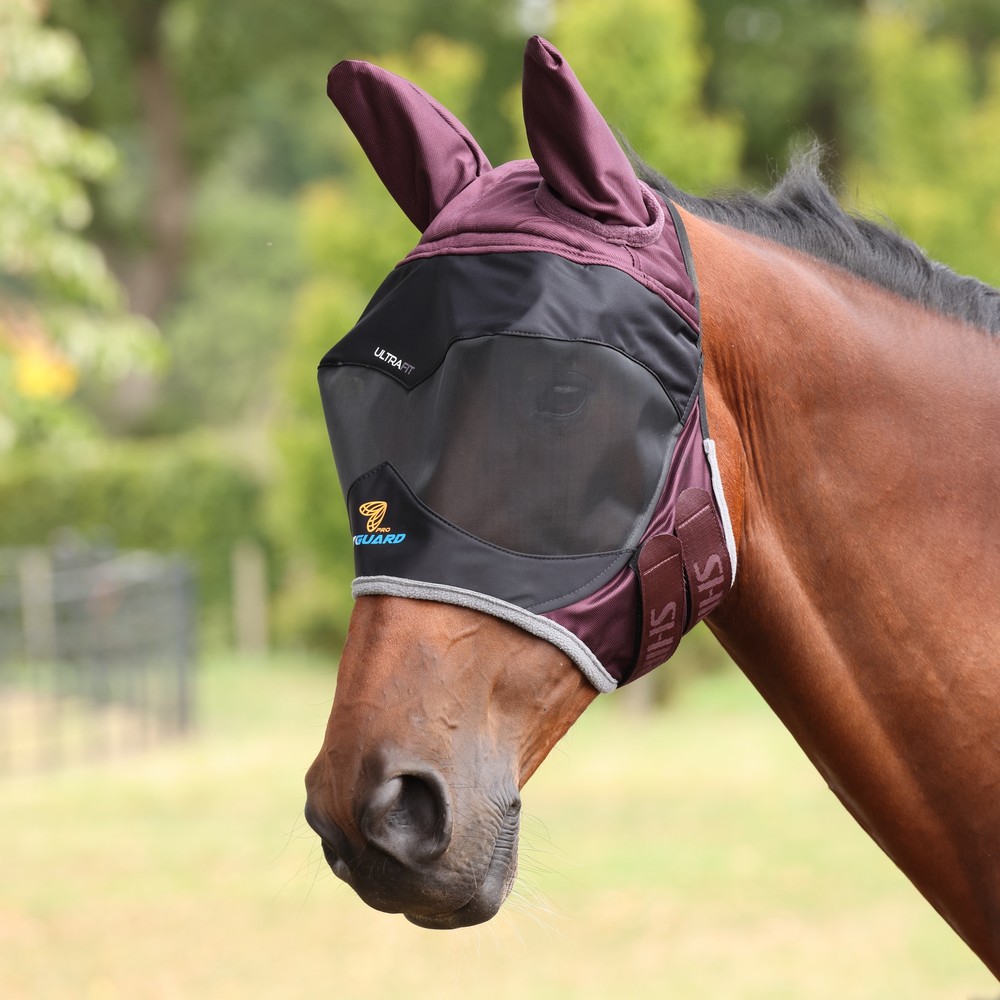 Flyguard FlyGuard Pro Deluxe Fly Mask with Ears - Black Cherry