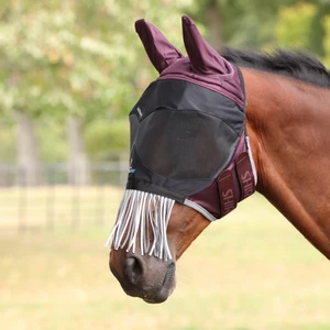 Flyguard FlyGuard Pro Deluxe Fly Mask with Ears & Nose Fringe - Black Cherry in Black Cherry