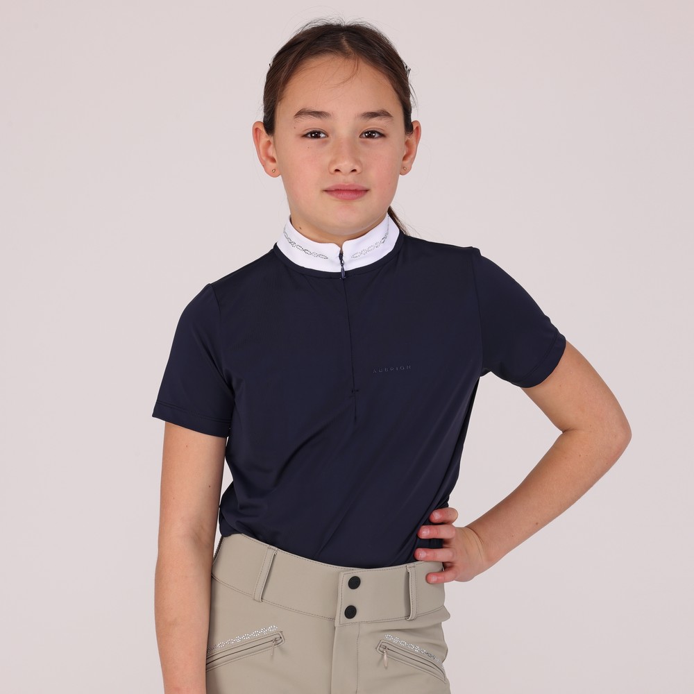 Aubrion Optima LX Show Shirt - Young Rider - Navy 