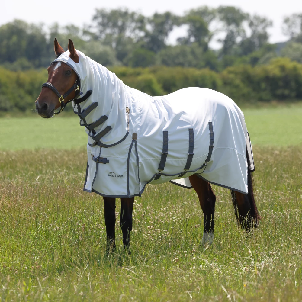 Shires Highlander Plus Sweet-itch Combo Rug - White/Airforce in White/Airforce