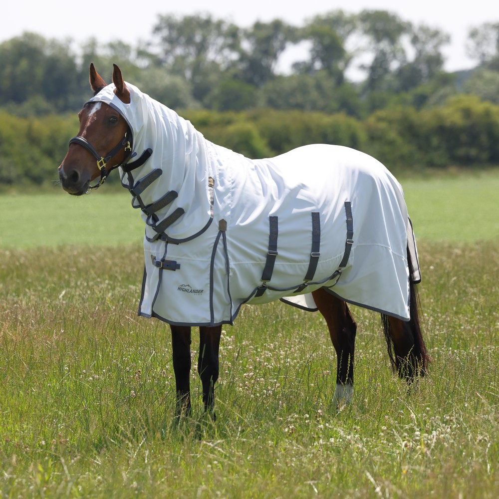 Shires Highlander Plus Sweet-itch Combo Rug - White/Airforce