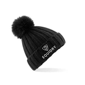 EQUIDRY Chunky Pom Pom Bobble Hat | Black in Black