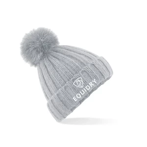 EQUIDRY Chunky Pom Pom Bobble Hat | Grey in Grey