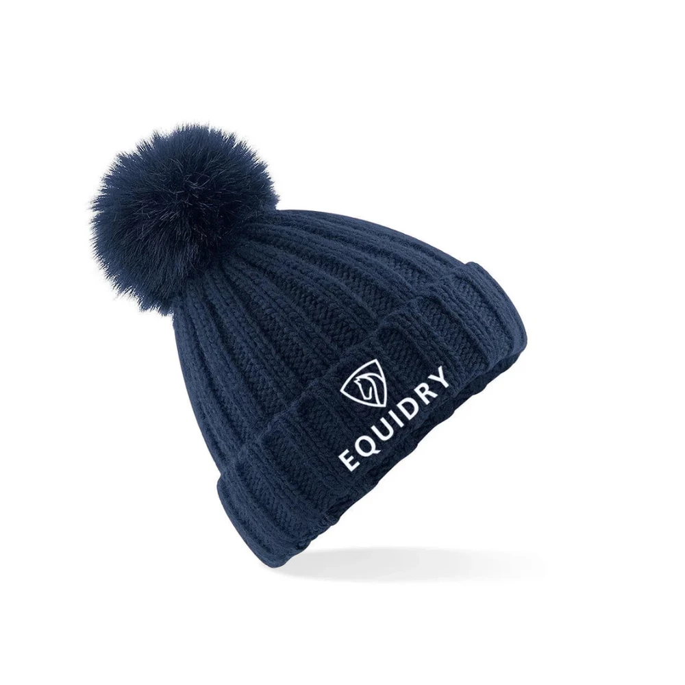 EQUIDRY Chunky Pom Pom Bobble Hat | Navy in Navy