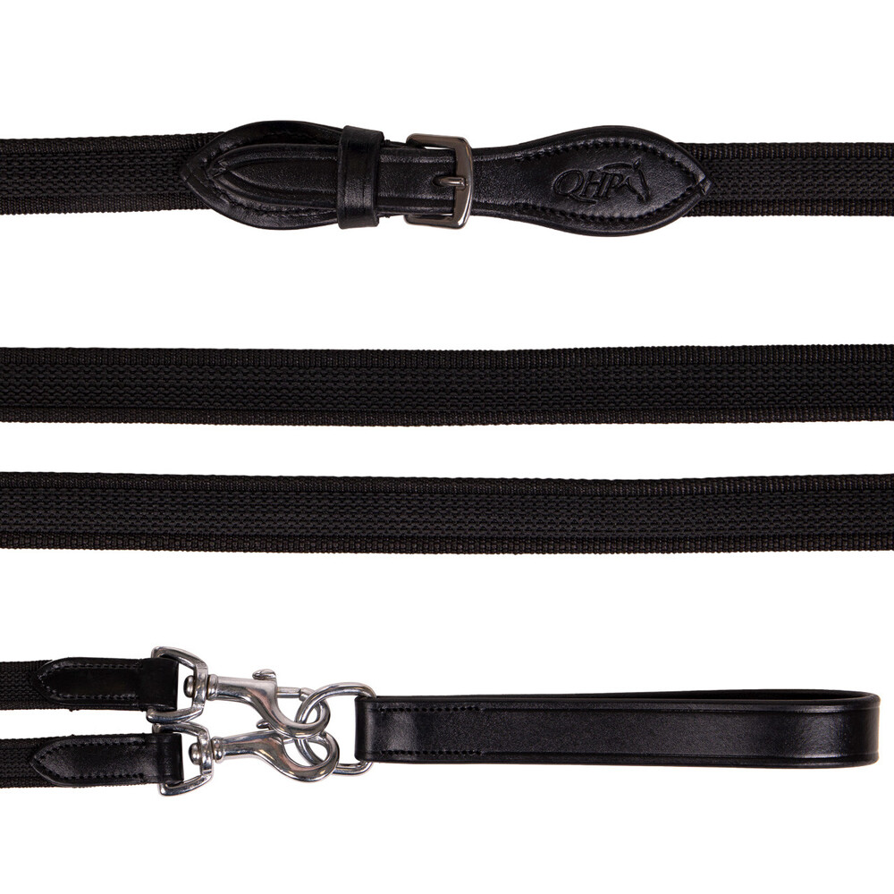 QHP Draw reins Basic pro anti-slip - Black in Black