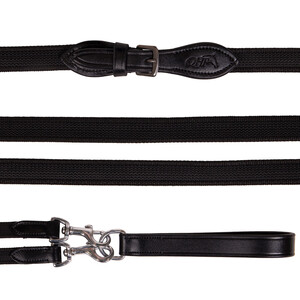 QHP Draw reins Basic pro anti-slip - Black in Black