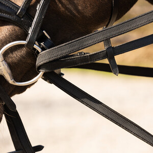 QHP Draw reins Basic pro anti-slip - Black in Black
