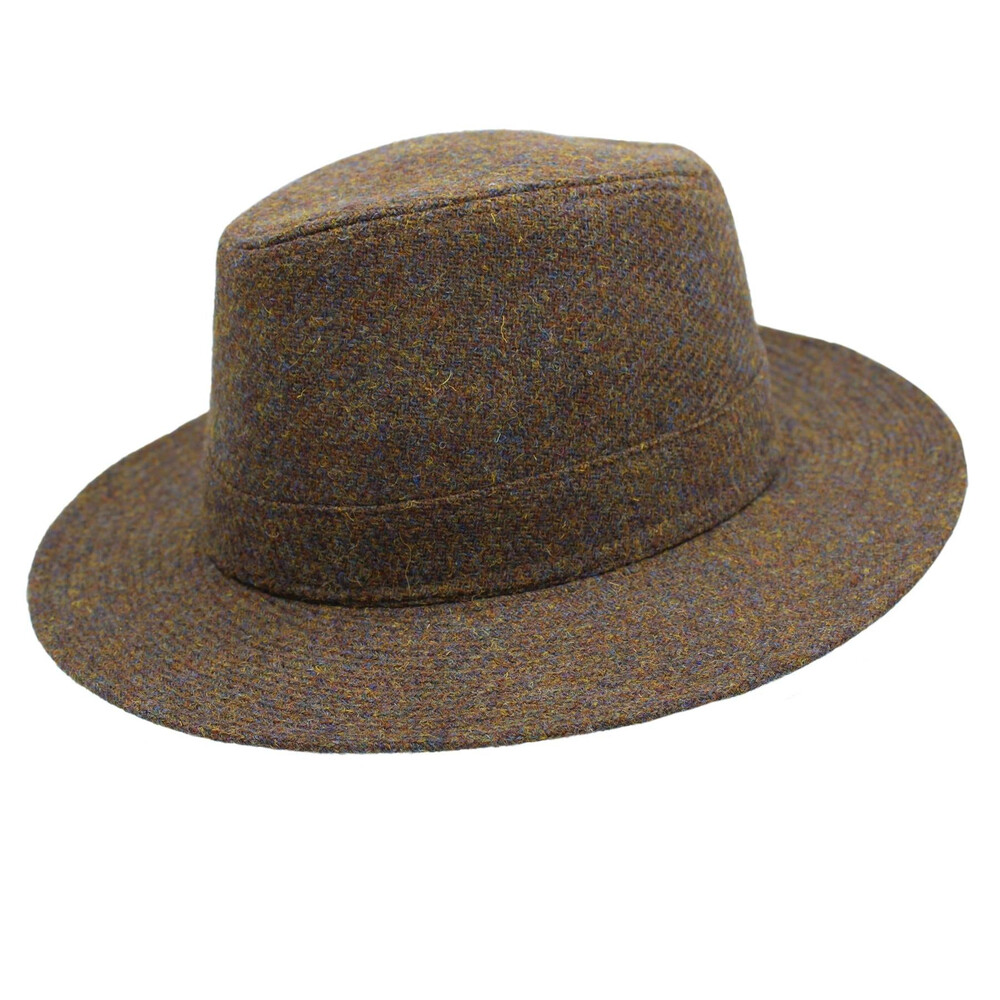 Heather Hats & Accessories Denholm Harris Tweed Fedora - Walnut in Walnut