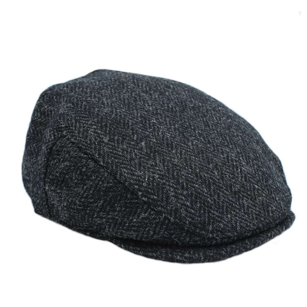 Heather Hats & Accessories Highland Harris Tweed Flat Cap - Charcoal in Charcoal