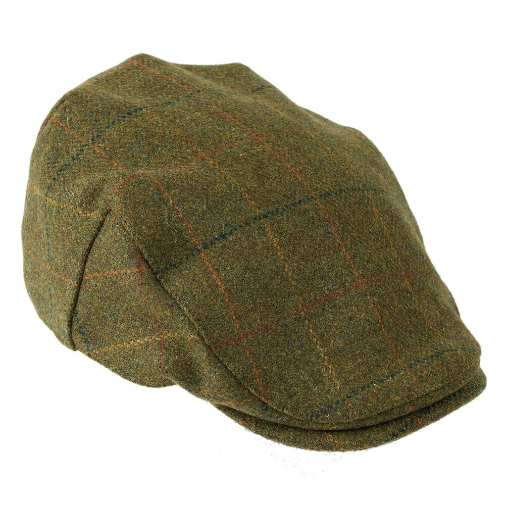 Heather Hats & Accessories Kinloch Waterproof British Tweed Flat Cap - Brown Orange in Brown/Orange