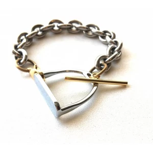 Loriner Gold Plated Stainless Steel Stirrup Charm Bracelet Silver/Gold in Silver/Gold