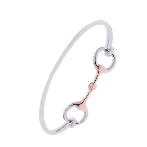 Loriner Summer Plated Horseshoe Horse Lover Bangle - Silver/Rose Gold - Clip in Silver/Rose Gold