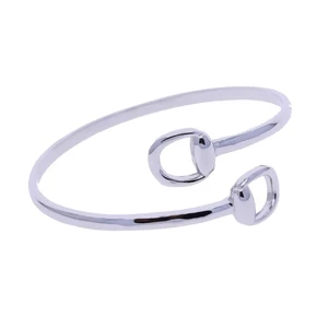 Loriner Summer Plated Horseshoe Horse Lover Bangle - Silver Swirl in Silver