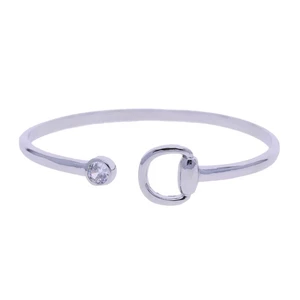 Loriner Summer Plated Horseshoe Horse Lover Bangle - Silver Diamond in Silver