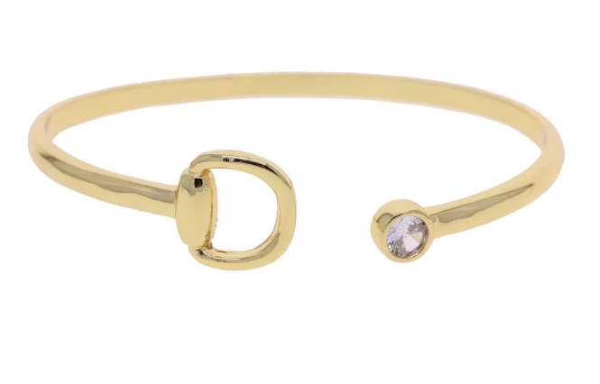 Loriner Summer Plated Horseshoe Horse Lover Bangle - Gold Diamond in Gold