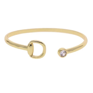 Loriner Summer Plated Horseshoe Horse Lover Bangle - Gold Diamond in Gold