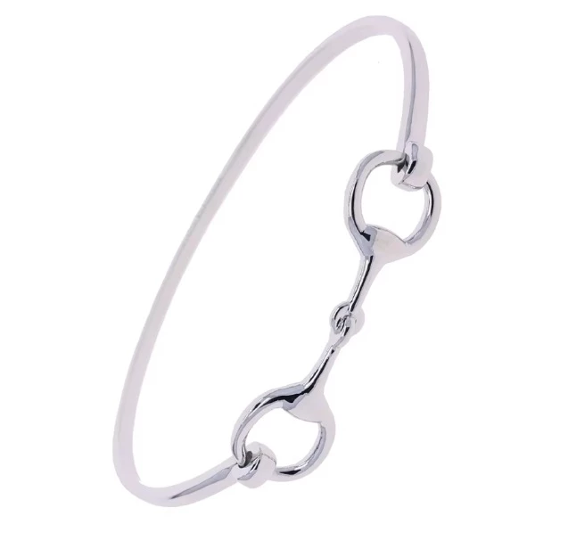 Loriner Summer Plated Horseshoe Horse Lover Bangle - Silver - Clip in Silver