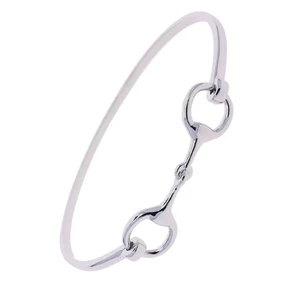 Loriner Summer Plated Horseshoe Horse Lover Bangle - Silver - Clip in Silver