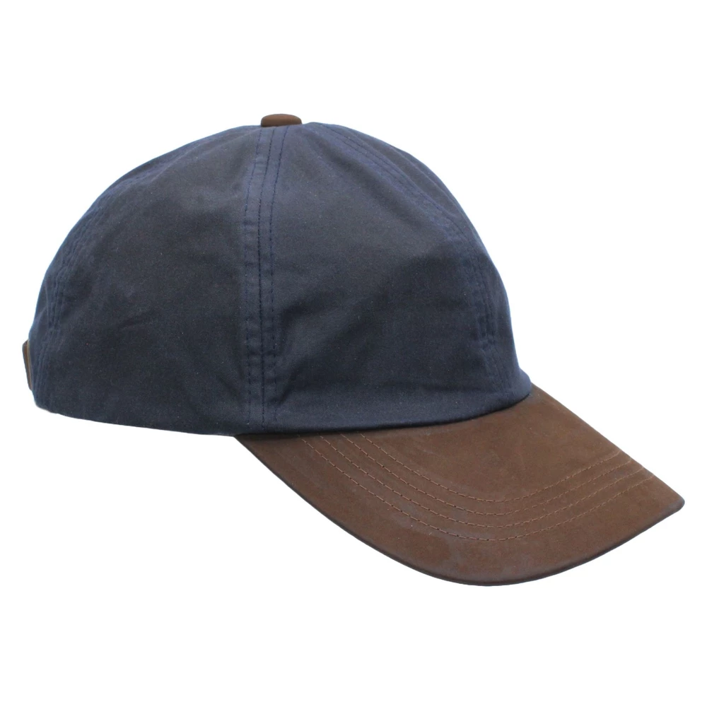 Heather Hats & Accessories Hamilton Wax Leather Peak Baseball Cap - Navy in Navy
