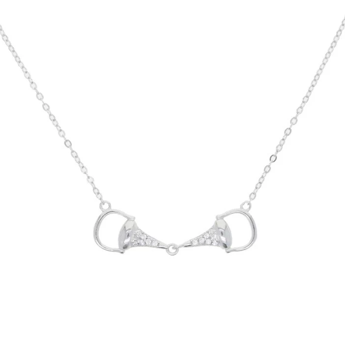 Loriner Silver Plaited Delicate High Polished Snaffle Bit Equestrian Necklace - Silver/Silver Snaffle in Silver/Silver