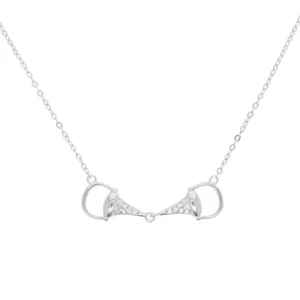 Loriner Silver Plaited Delicate High Polished Snaffle Bit Equestrian Necklace - Silver/Silver Snaffle in Silver/Silver