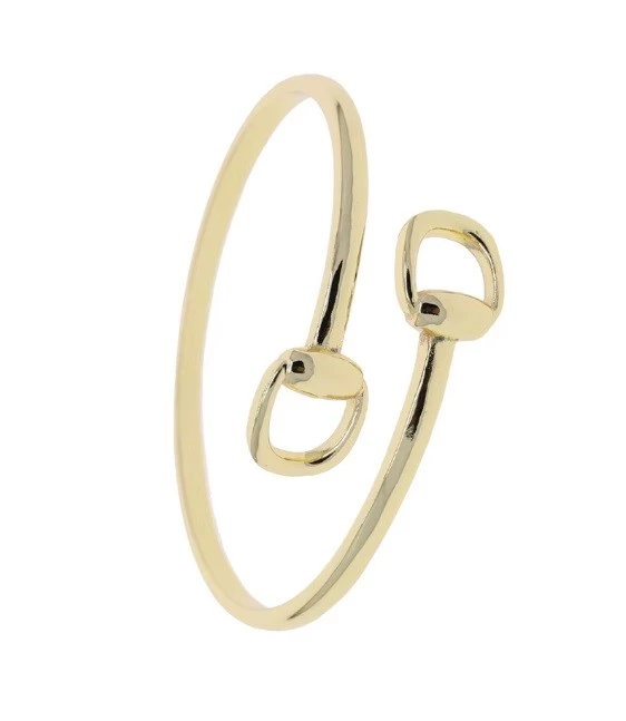 Loriner Summer Plated Horseshoe Horse Lover Bangle - Gold Swirl in Gold