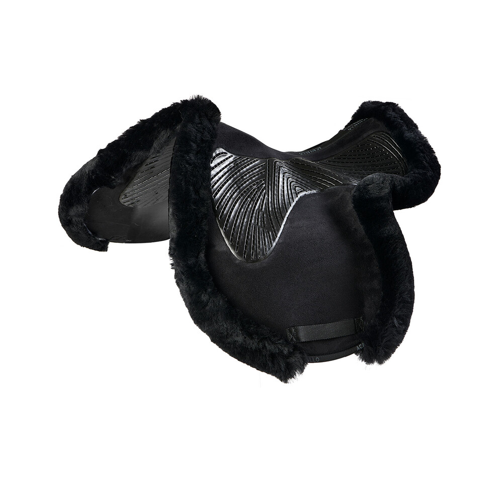 Acavallo Twin Sided Gel Pad Jump Numnah Full Sheepskin Edge - Black in Black