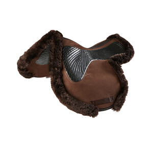 Acavallo Twin Sided Gel Pad Jump Numnah Full Sheepskin Edge - Brown in Brown