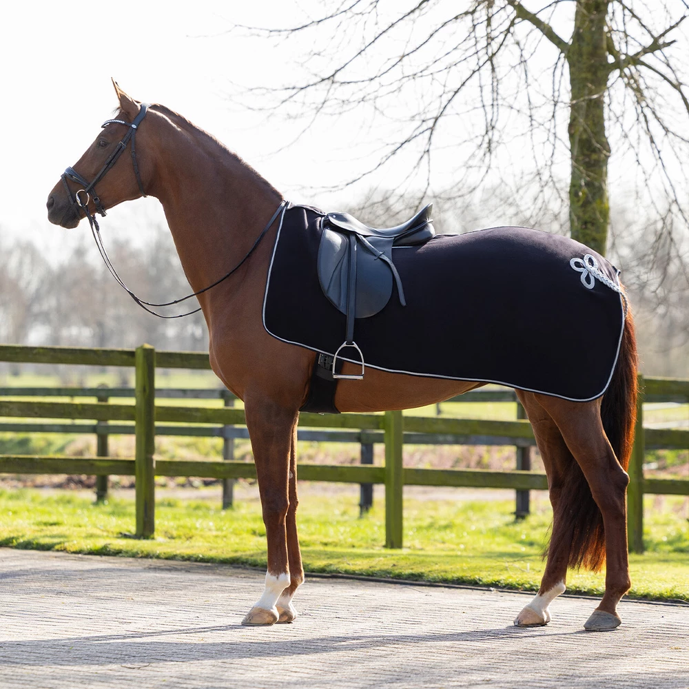 QHP Exercise rug fleece ornament - Black/silver in Black/Silver