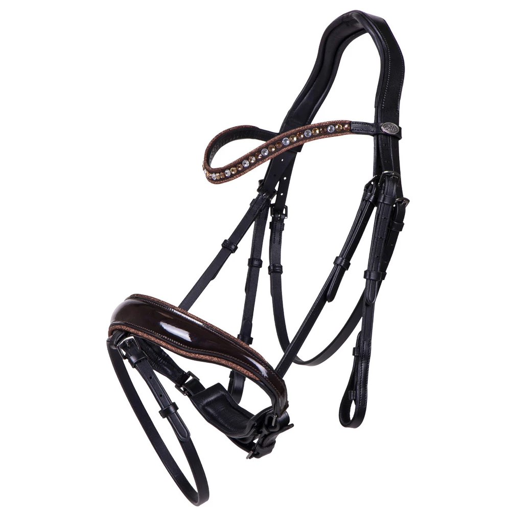 QHP Bridle Orlando - Black/Brown in Black/Brown
