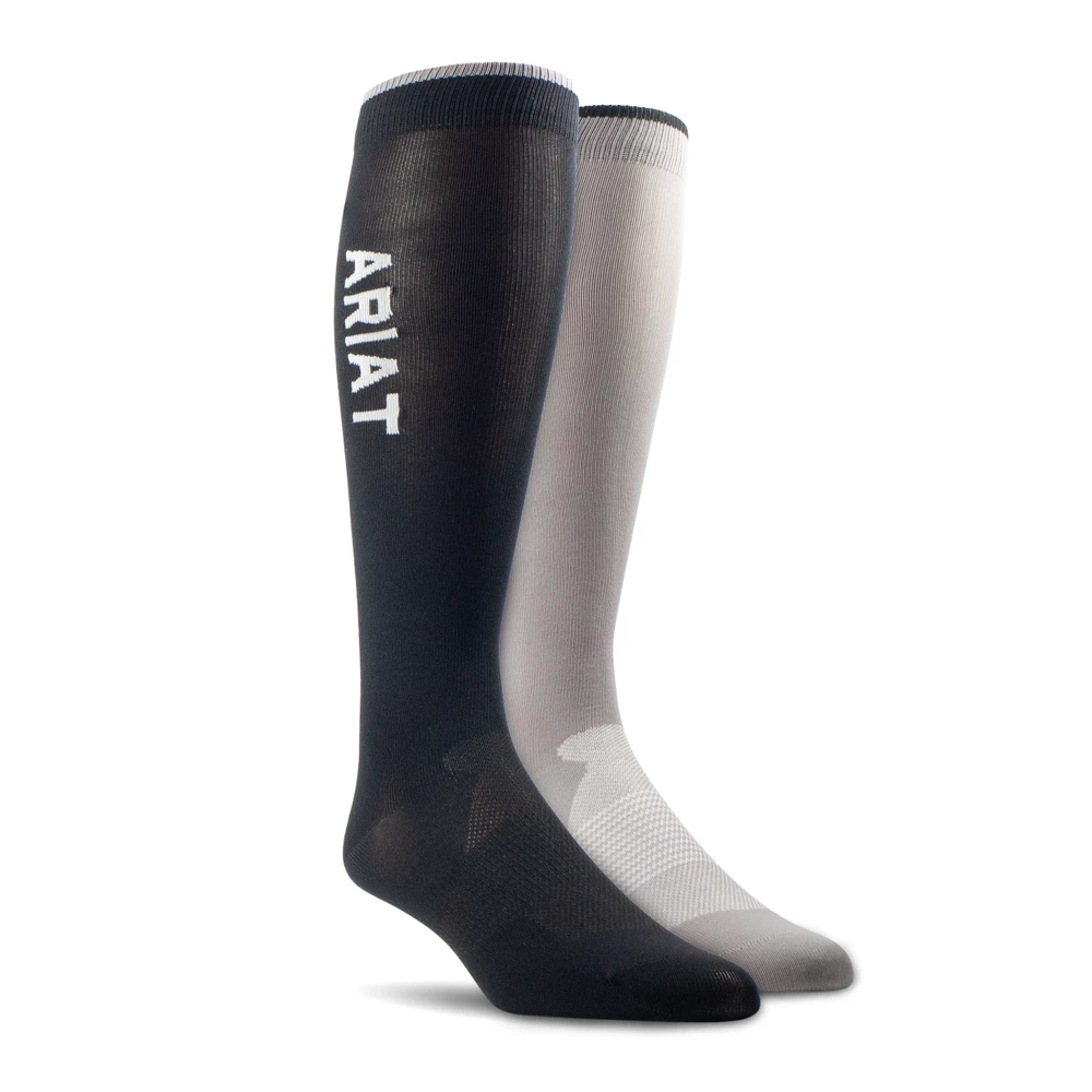 Ariat TEK Essential Sock 2 Pack - Black/Zinc in Black/Zinc