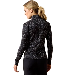 Ariat Women's Lunaveil 1/2 Zip Long Sleeve Baselayer - Black French Link Print in Black French Link Print