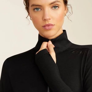 Ariat Women's Cheviot 1/4 Zip Long Sleeve Baselayer - Black in Black
