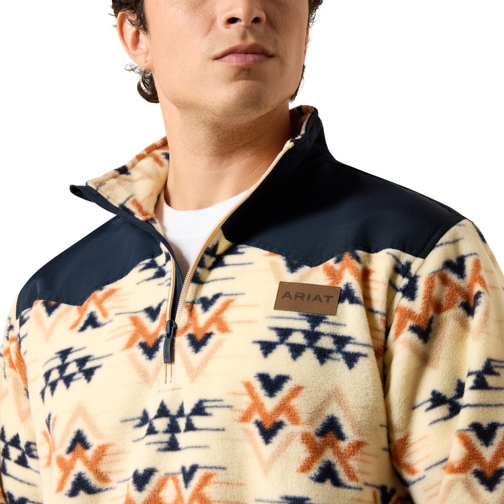 Ariat Men's Basis Fleece Pullover - Oxford Tan Arrows