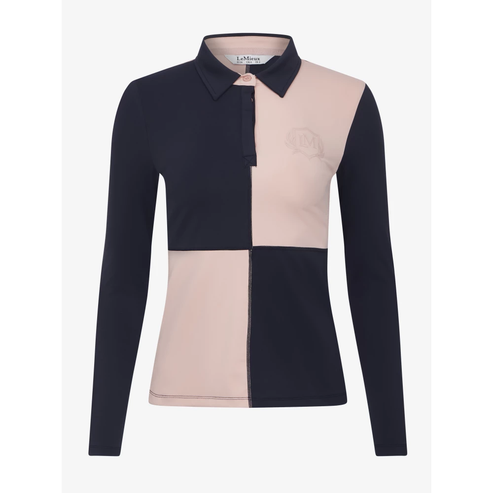 LeMieux Harlequin Rugby Shirt Base Layer - Petal/Navy in Petal/Navy