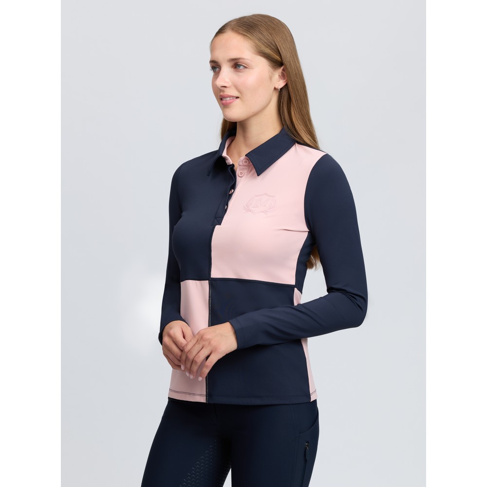 LeMieux Harlequin Rugby Shirt Base Layer - Petal/Navy