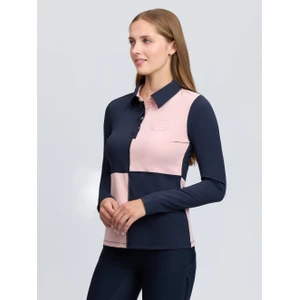 LeMieux Harlequin Rugby Shirt Base Layer - Petal/Navy in Petal/Navy