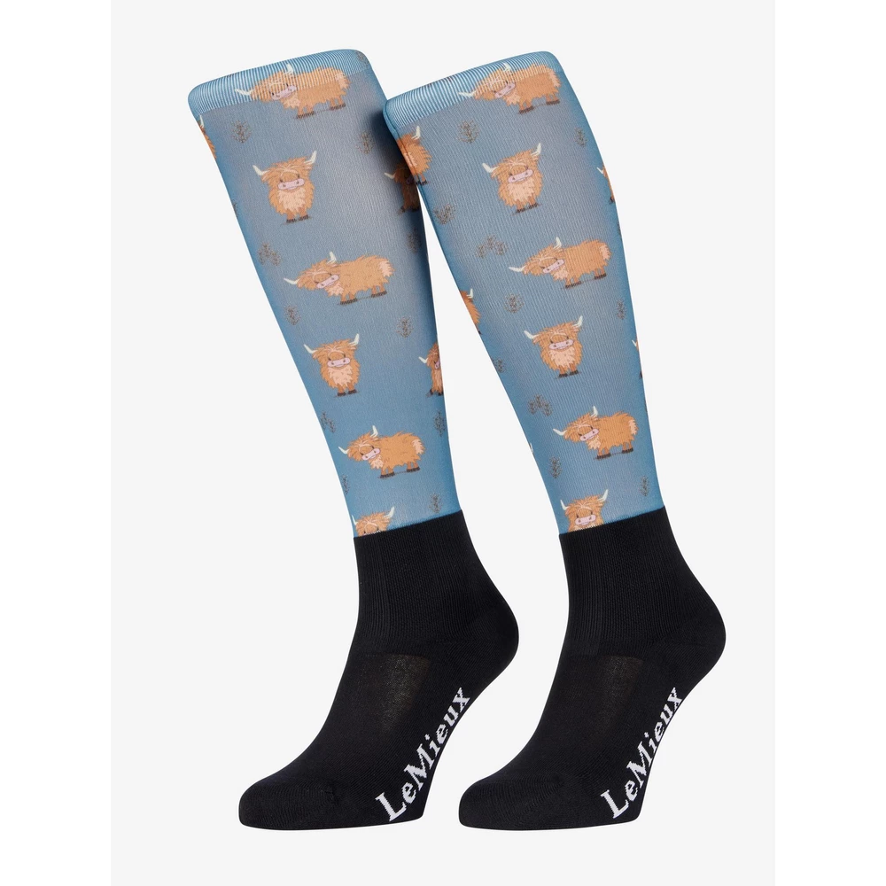 LeMieux Footsie Socks  - Highland Cow/Aloe in Highland Cow/Aloe