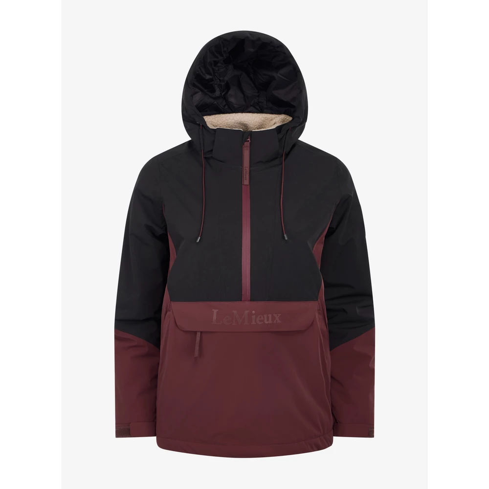 LeMieux Phoebe Half Zip Waterproof Anorak - Black/Bramble in Black/Bramble