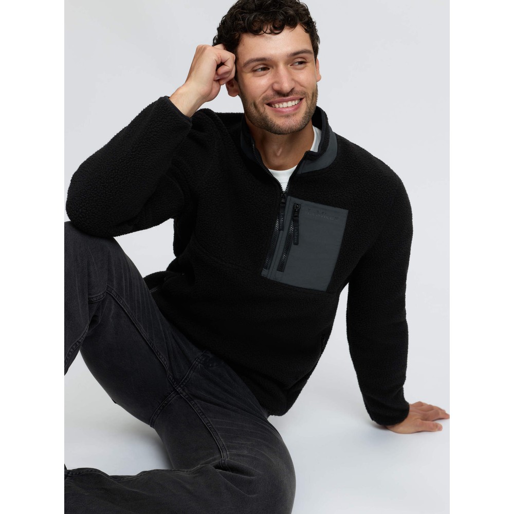 LeMieux Mens Borg Half Zip Sweat  - Black 