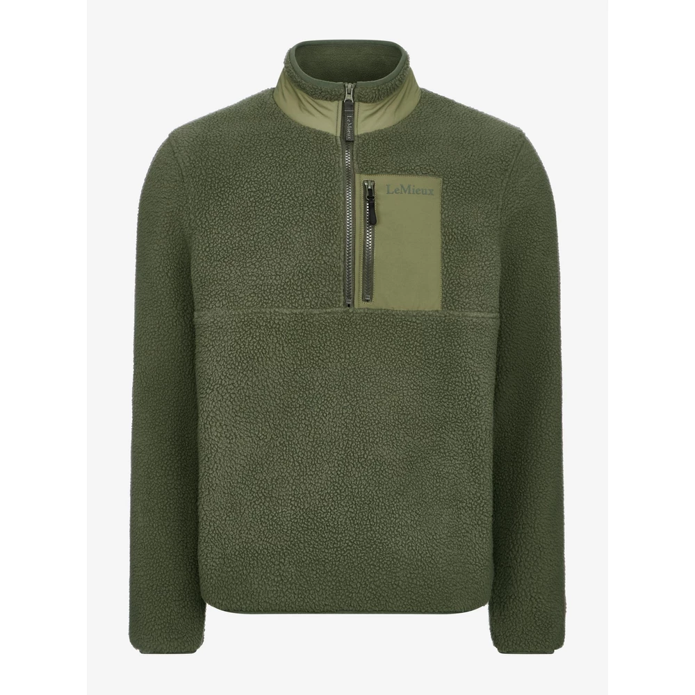 LeMieux Mens Borg Half Zip Sweat  - Olive in Olive