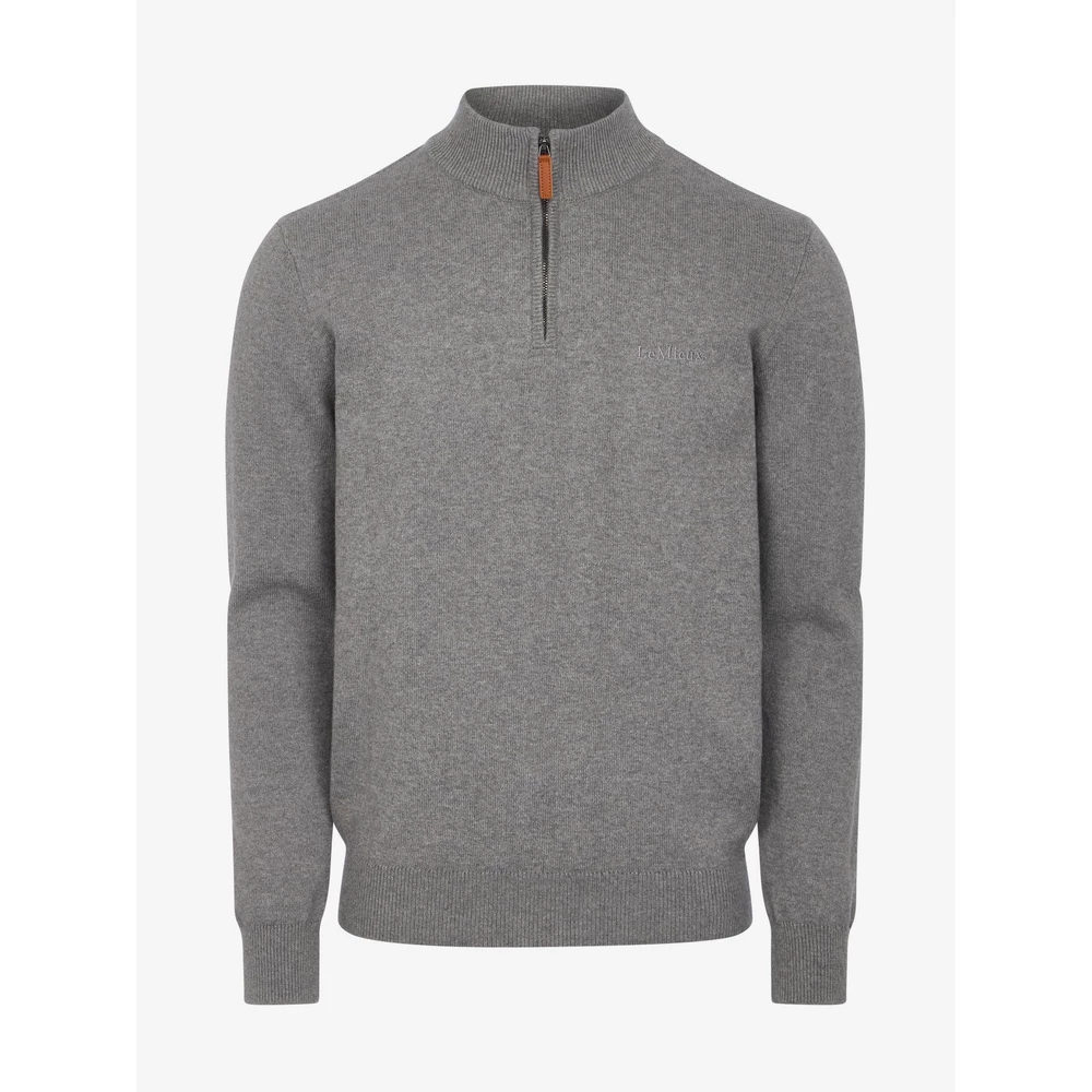 LeMieux Mens Quarter Zip Knit  - Grey in Grey