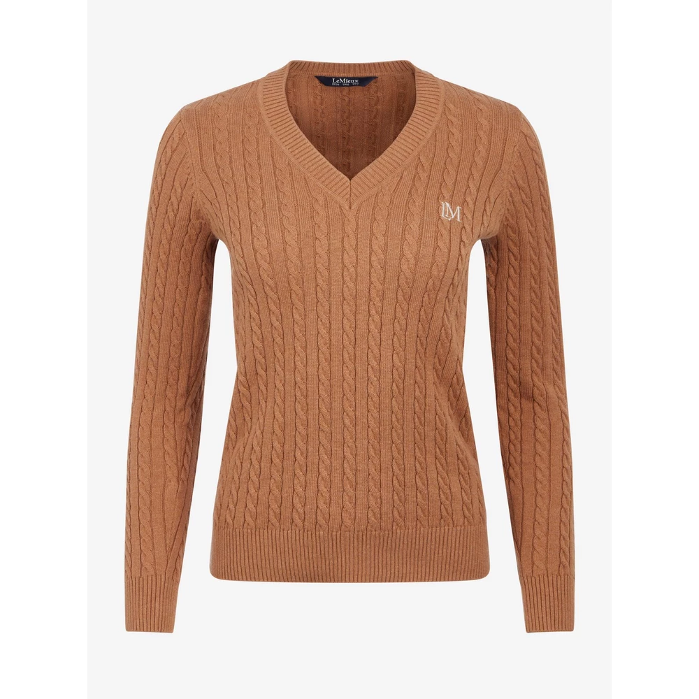 LeMieux Carla Cable V-Neck Knit Jumper - Caramel in Caramel