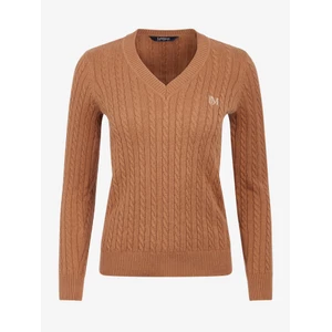 LeMieux Carla Cable V-Neck Knit Jumper - Caramel in Caramel