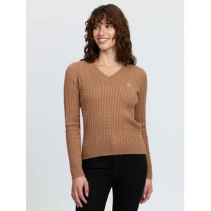 LeMieux Carla Cable V-Neck Knit Jumper - Caramel in Caramel