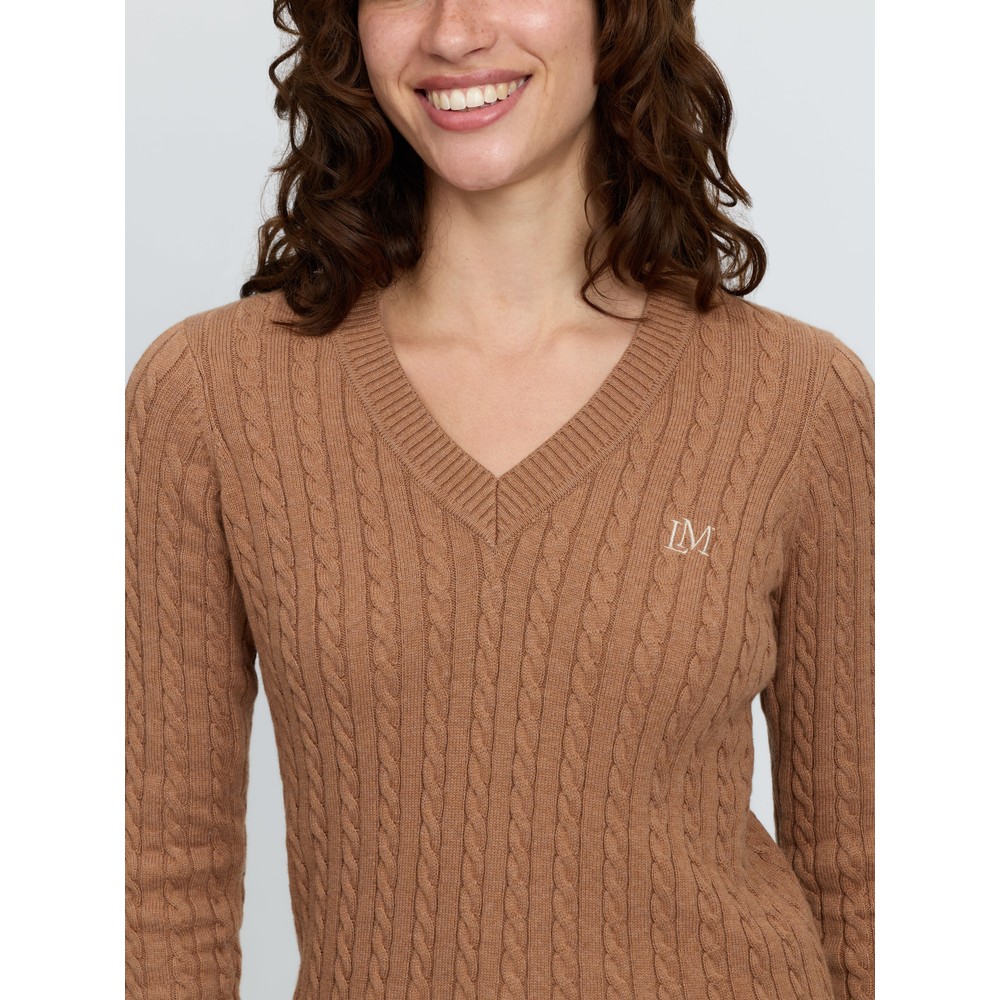 LeMieux Carla Cable V-Neck Knit Jumper - Caramel
